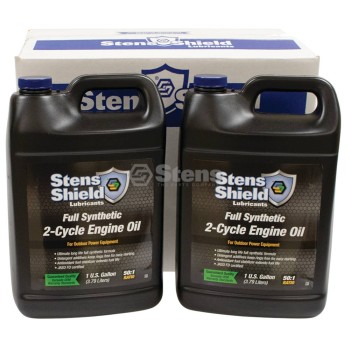 Stens Shield 2-Cycle Engine Oil / 50:1 Full Synthetic, Four 1 gallon bottles