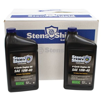 Stens Shield 4-Cycle Engine Oil / SAE 10W-40, Twelve 32 oz. bottles